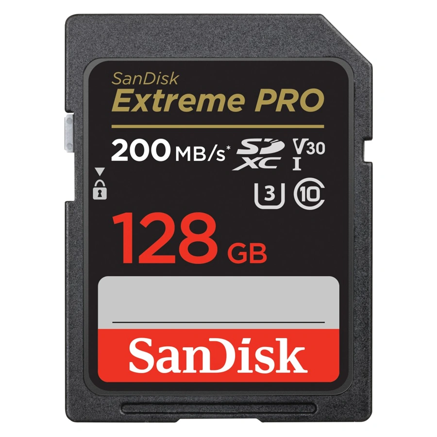 SanDisk Extreme PRO 128GB SDXC Memory Card 200MB/s & 90MB/s, UHS-I, Class 10, U3, V30
