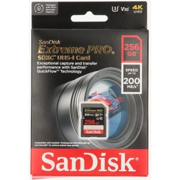 SanDisk Extreme PRO 256GB SDXC Memory Card 200MB/s & 140MB/s, UHS-I, Class 10, U3, V30