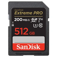 SanDisk Extreme PRO 512GB SDXC Memory Card 200MB/s & 140MB/s, UHS-I, Class 10, U3, V30