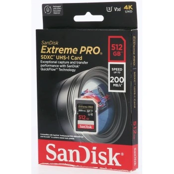 SanDisk Extreme PRO 512GB SDXC Memory Card 200MB/s & 140MB/s, UHS-I, Class 10, U3, V30