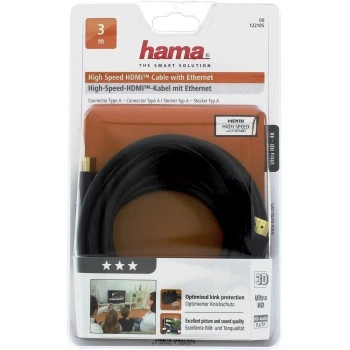 Hama HDMI kabel vidlice-vidlice, pozlacený, 3*, 3 m (rozbalený)