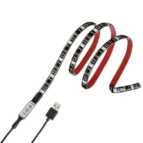 Hama USB LED světelný pásek s integrovaným ovládáním, RGB podsvícení, 1 m, 12 ks v displeji