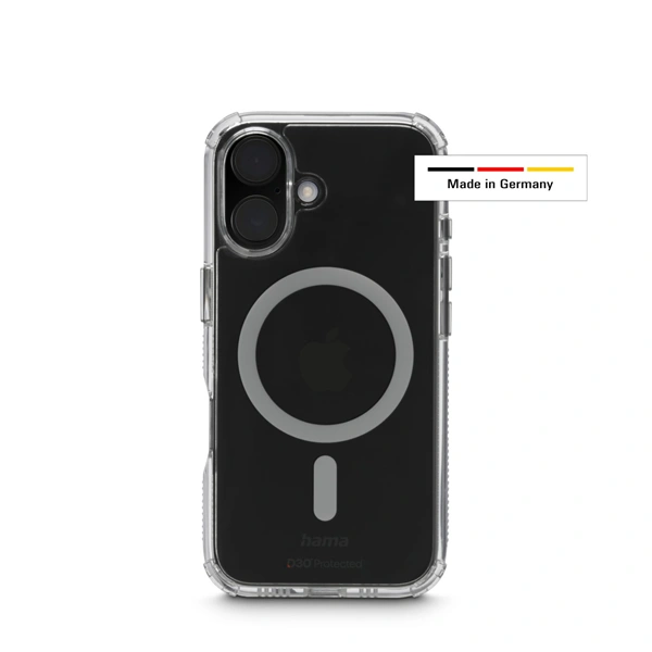 Hama Extreme Protect, kryt pro Apple iPhone 16, magnetický, D3O®, nežloutne, průhledný