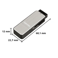 Hama teka karet USB 3.0 SD/microSD, stbrn