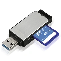 Hama teka karet USB 3.0 SD/microSD, stbrn