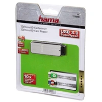 Hama teka karet USB 3.0 SD/microSD, stbrn