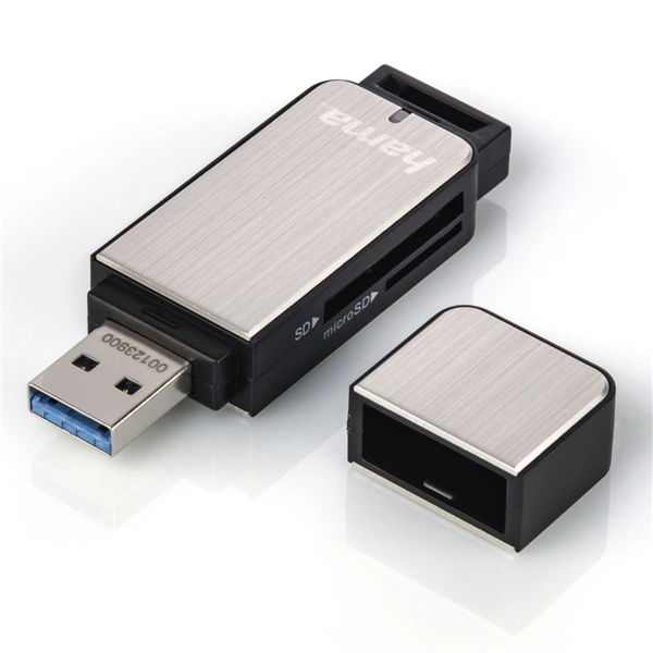 Hama čtečka karet USB 3.0 SD/microSD, stříbrná