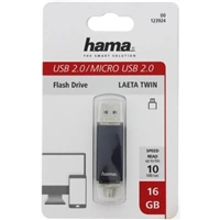 Hama flashPen "Laeta Twin" 16 GB 10 MB/s, šedá