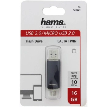 Hama flashPen "Laeta Twin" 16 GB 10 MB/s, šedá