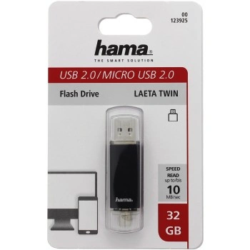 Hama flashPen "Laeta Twin" 32 GB 10 MB/s, šedá