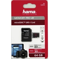 Hama microSDXC 64 GB UHS Speed Class 3 UHS-I 80 MB/s + adpatér