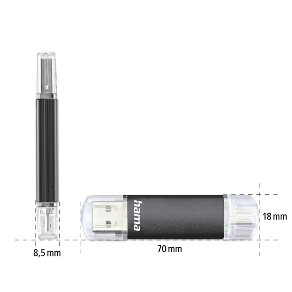 Hama USB flash disk Laeta Twin, USB 3.0, 16 GB, 40 MB/s, černý