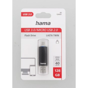 Hama USB flash disk Laeta Twin, USB 3.0, 128 GB, 40 MB/s, USB-A - micro USB