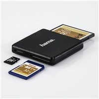 Hama Multi teka karet USB 3.0, SD/microSD/CF, ern (rozbalen)