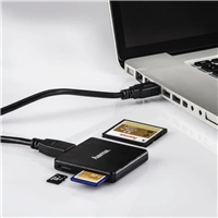 Hama Multi teka karet USB 3.0, SD/microSD/CF, ern (rozbalen)