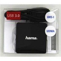 Hama Multi teka karet USB 3.0, SD/microSD/CF, ern (rozbalen)