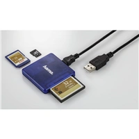 Hama multi teka karet USB 2.0, SD/microSD/CF, modr