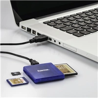 Hama multi teka karet USB 2.0, SD/microSD/CF, modr