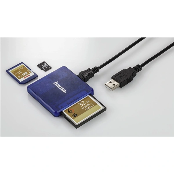 Hama multi čtečka karet USB 2.0, SD/microSD/CF, modrá