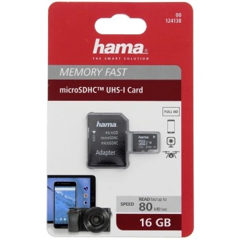 Hama microSDHC 16 GB Class 10 UHS-I 80 MB/s + Adapter/Mobile