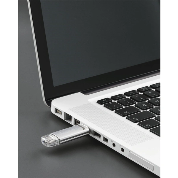 Hama Flash Pen Laeta, USB-C/USB-A 3.1, 32 GB, 40 MB/s, stříbrný