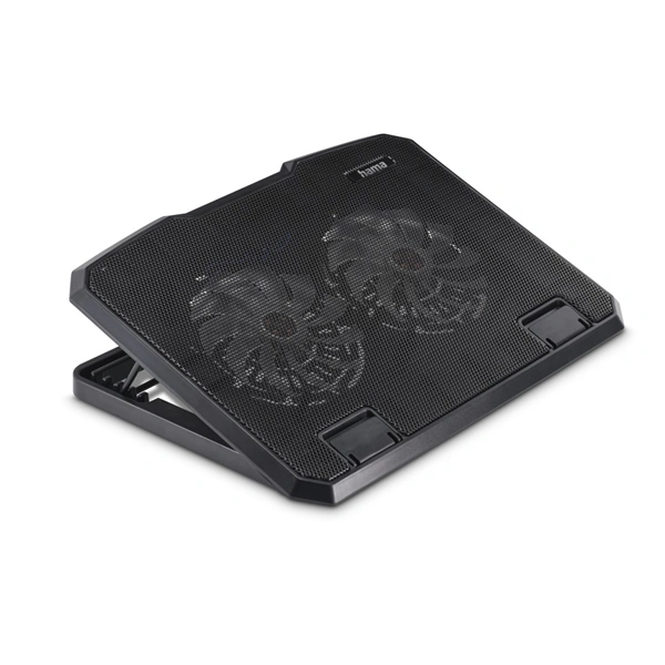 Hama chladicí stojan pro notebook Black Metal, 2 ventilátory, naklápěcí, modré podsvícení, tichý