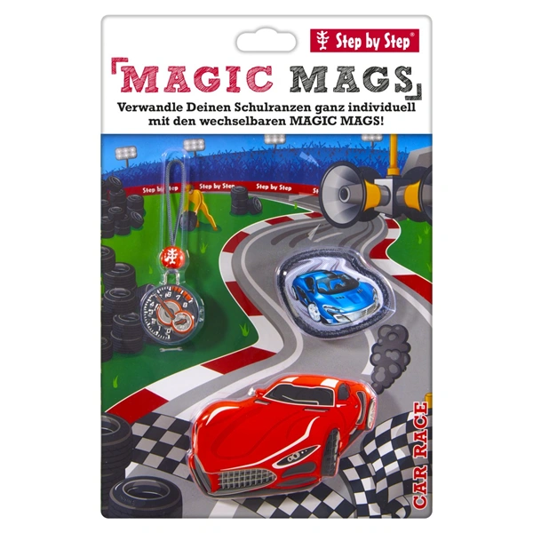 Doplňková sada obrázků MAGIC MAGS Car Race Mike k aktovkám GRADE, SPACE, CLOUD, 2v1 a KID