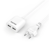 Hama dvojit sov nabjeka USB s kabelem, 2,4 A, 1,9 m
