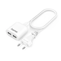 Hama dvojit sov nabjeka USB s kabelem, 2,4 A, 1,9 m