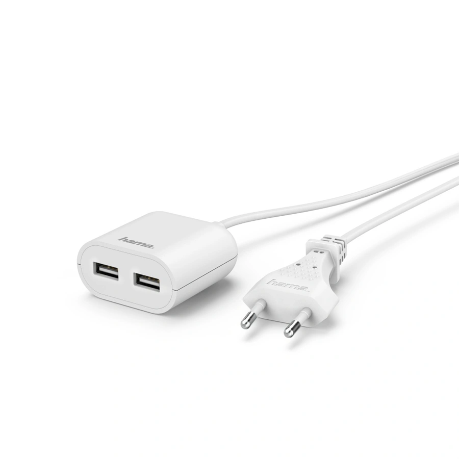Hama dvojitá síťová nabíječka USB s kabelem, 2,4 A, 1,9 m