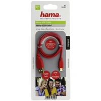 Hama micro USB kabel Flexi-Slim, oboustrann konektor, 0,75 m, erven