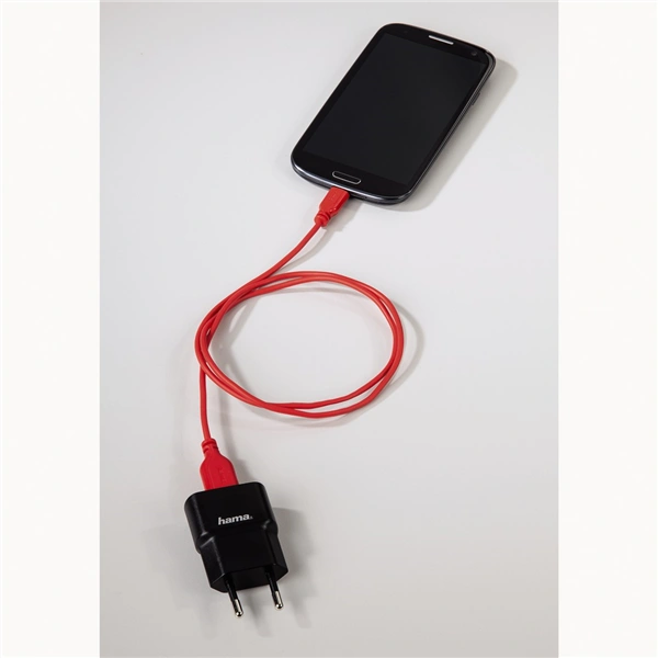 Hama micro USB kabel Flexi-Slim, oboustranný konektor, 0,75 m, červený