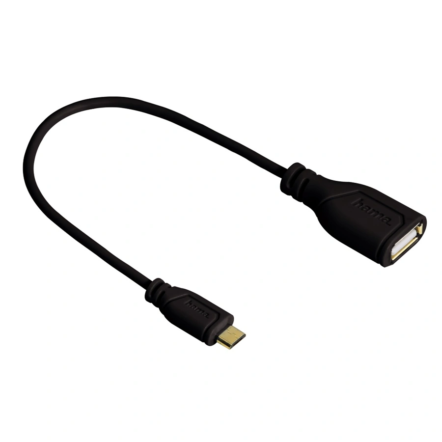 Hama micro USB OTG redukce Flexi-Slim, oboustranný konektor, 15 cm, černá