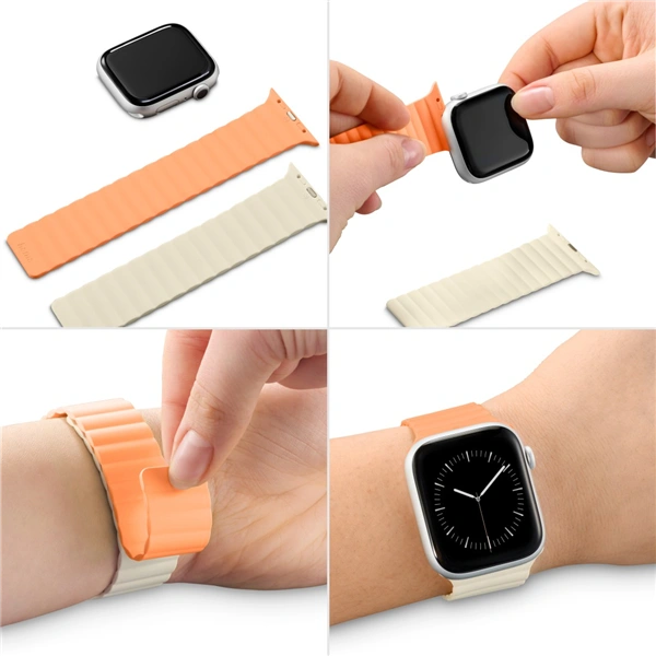 Hama Fantastic Feel, řemínek pro Apple Watch 38/40/41 mm, magnetický, oranžový/béžový