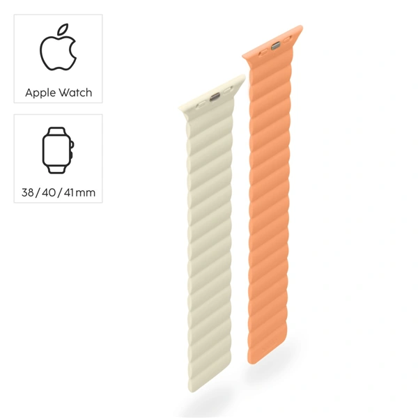 Hama Fantastic Feel, řemínek pro Apple Watch 38/40/41 mm, magnetický, oranžový/béžový