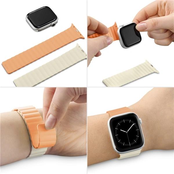 Hama Fantastic Feel, řemínek pro Apple Watch 38/40/41 mm, magnetický, oranžový/béžový