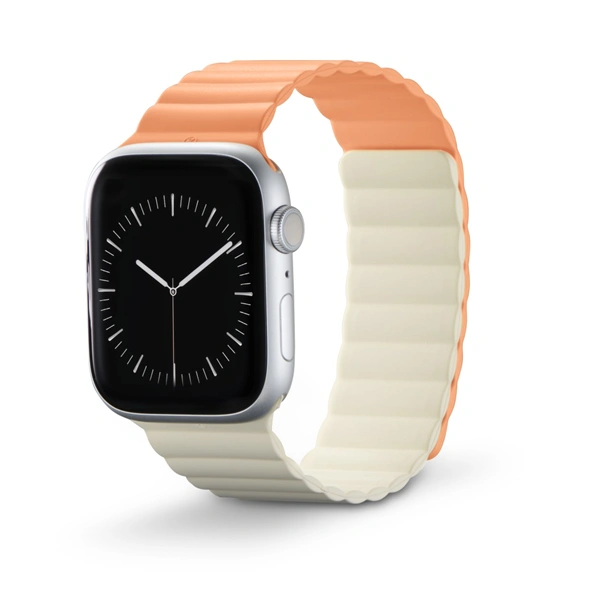 Hama Fantastic Feel, řemínek pro Apple Watch 42/44/45/49 mm, magnetický, oranžový/béžový