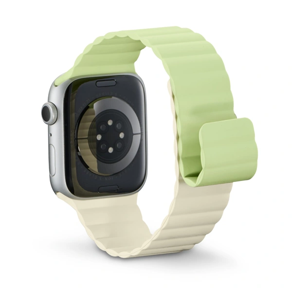 Hama Fantastic Feel, řemínek pro Apple Watch 42/44/45/49 mm, magnetický, zelený/béžový