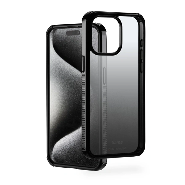 Hama Extreme Protect, kryt pro Apple iPhone 15 Pro Max, materiál D3O®, průhledný černý