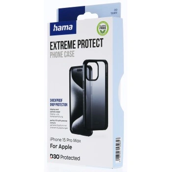 Hama Extreme Protect, kryt pro Apple iPhone 15 Pro Max, materiál D3O®, průhledný černý