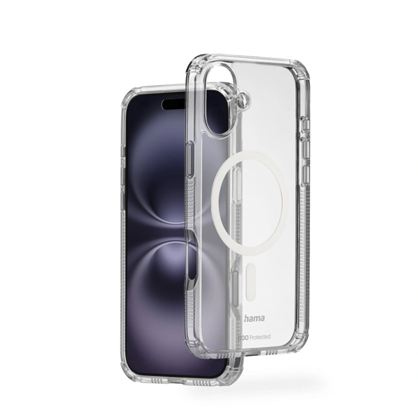Hama Extreme Protect, kryt pro Apple iPhone 16 Plus, magnetický, D3O®, nežloutne, průhledný