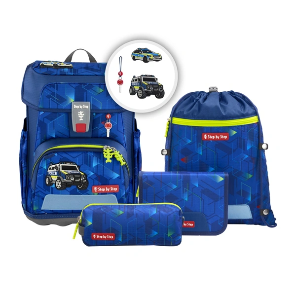 Školní aktovka Step by Step CLOUD, Police Truck Charly - 5 dílný set, AGR certifikát