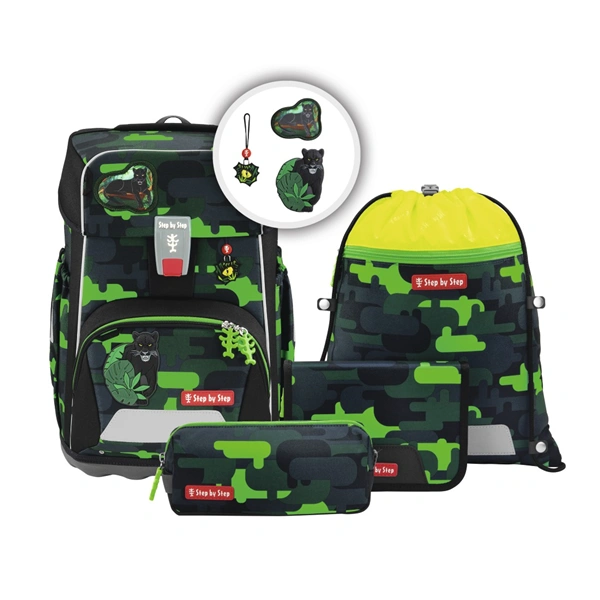 Školní aktovka Step by Step GIANT, Black Cat Chiko - 5 dílný set, AGR certifikát