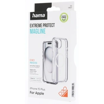 Hama Extreme Protect, kryt pro Apple iPhone 15 Plus, magnetický, D3O®, nežloutne, průhledný