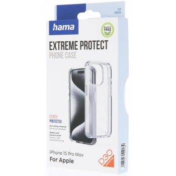 Hama Extreme Protect, kryt pro Apple iPhone 15 Pro Max, materiál D3O®, nežloutne, průhledný