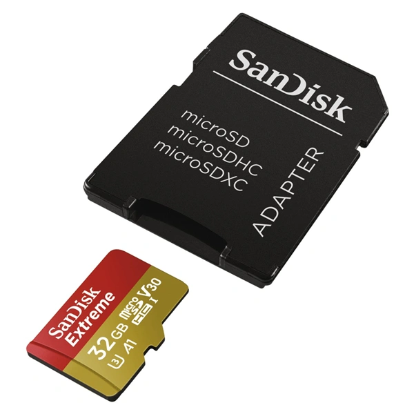 SanDisk Extreme micro SDHC 32 GB 100 MB/s A1 Class 10 UHS-I V30,adapter,akční kamery 