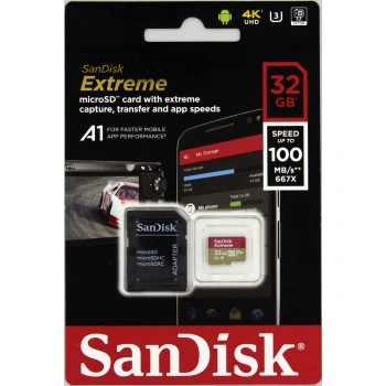 SanDisk Extreme micro SDHC 32 GB 100 MB/s A1 Class 10 UHS-I V30, adapter