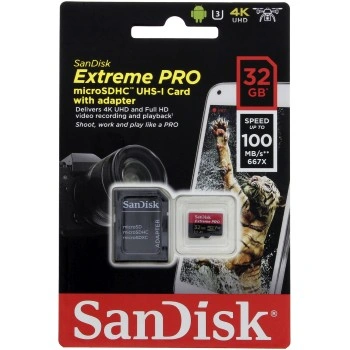 SanDisk Extreme Pro microSDHC 32 GB  100 MB/s A1 Class 10 UHS-I V30, Adaptér 