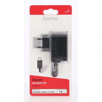 Hama síťová nabíječka s kabelem, micro USB, 1 A (rozbalený)