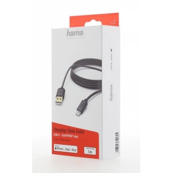 Hama MFI USB nabíjecí/ datový kabel pro Apple s Lightning konektorem, 3 m, černý